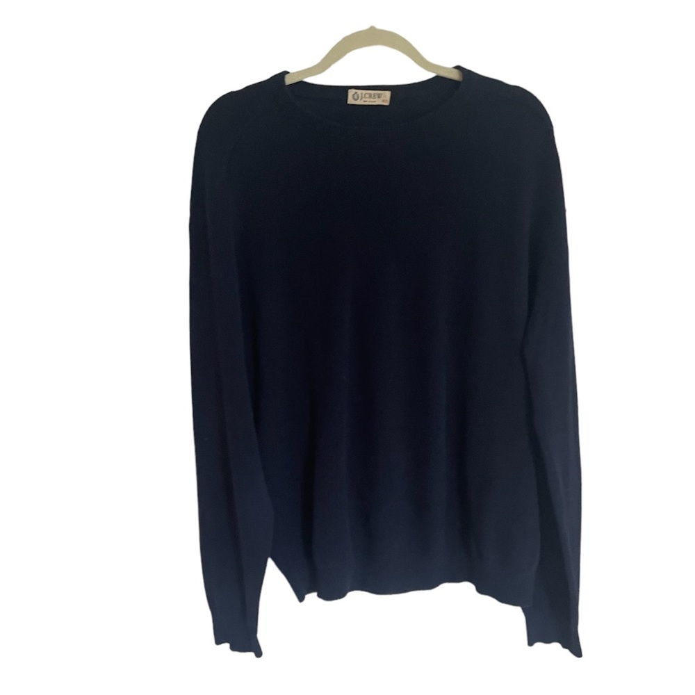 J Crew Men's XLT 92% cotton, 8% cashmere navy classic crew neck sweater
